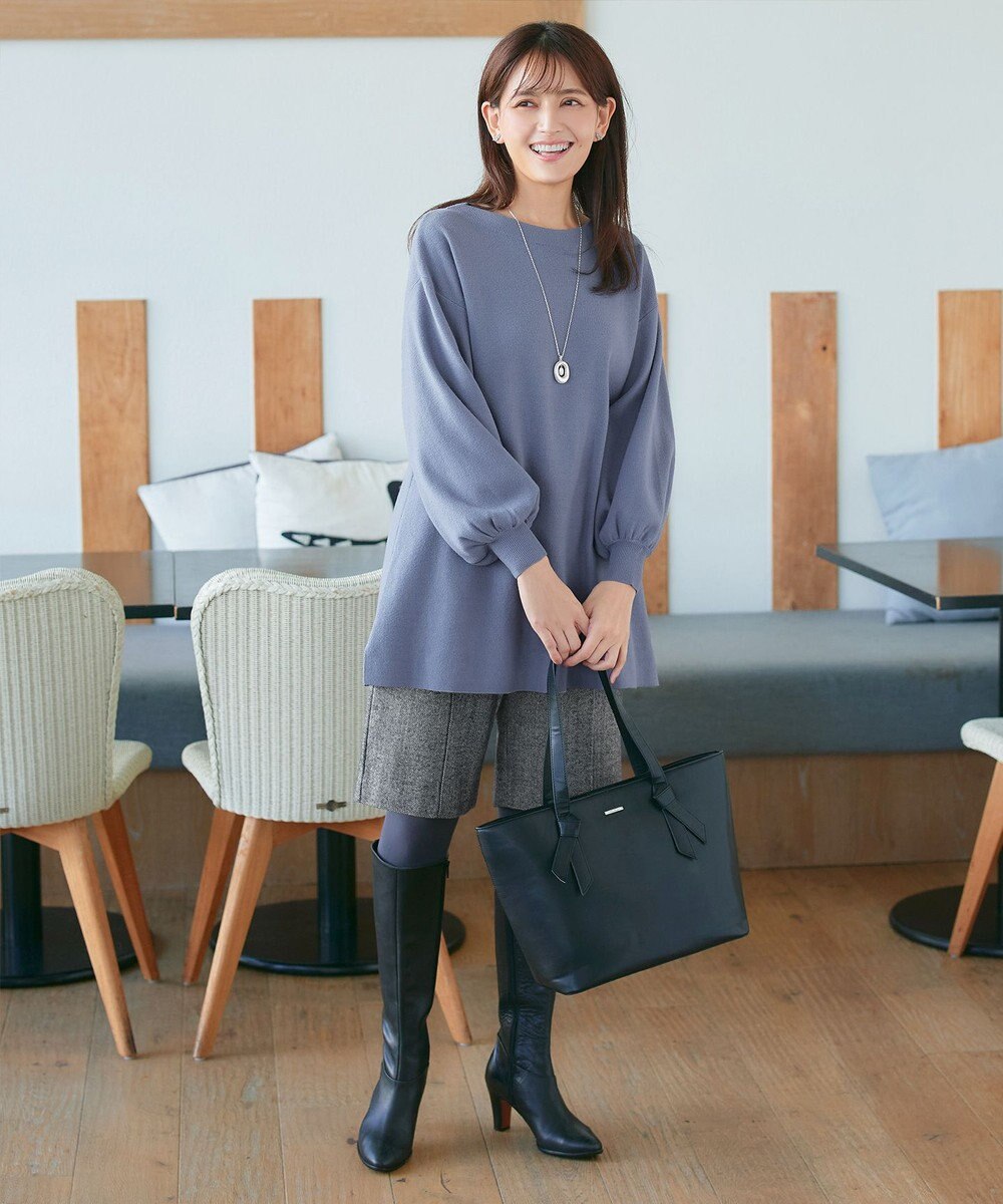 Tiaclasse L 【安田美沙子さん着用・洗える】ボリュームパフスリーブニットチュニック 