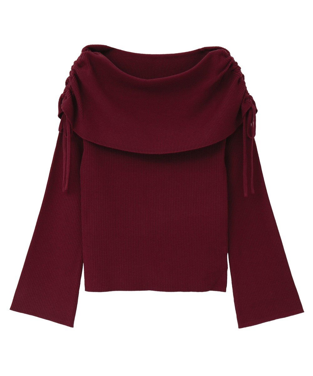 earth music&ecology リボンギャザーオフショルニットプルオーバー 