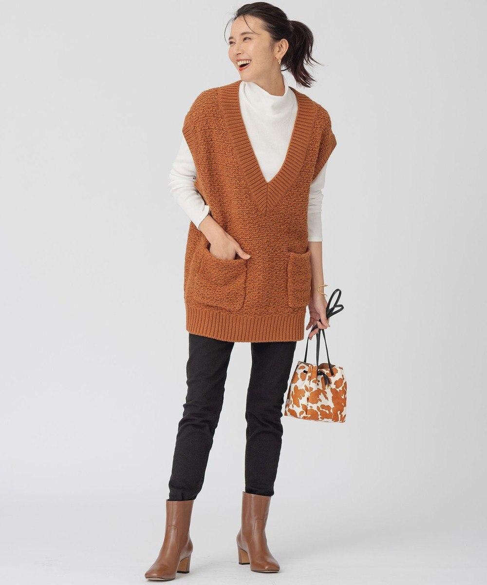 23区 S オーガニックコットンリブ タートルネック カットソー 