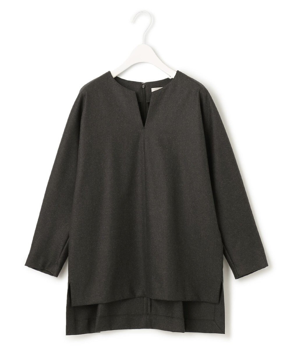 ICB 【洗える・WEB限定カラーあり】 ウールミルドサキソニー キーネックブラウス 