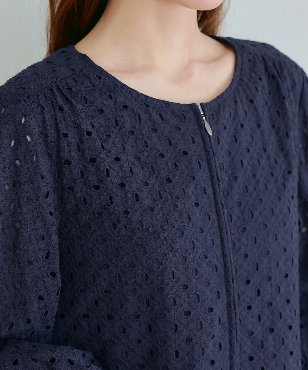 Tiaclasse L 【洗える】パンチングレースブルゾン 