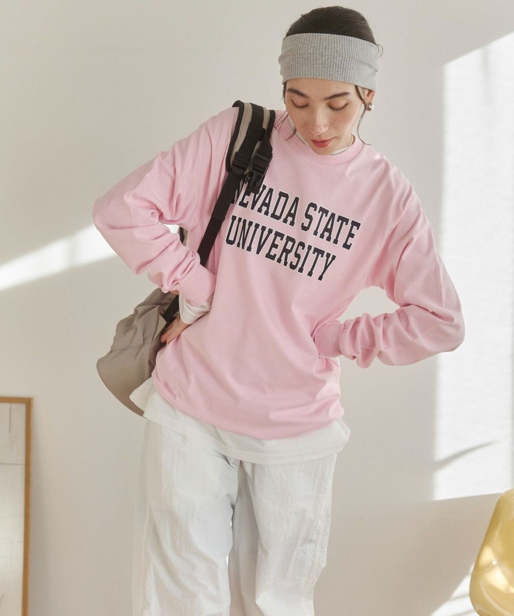 WEGO 【ANGIE VINTAGE】GILDAN カレッジロゴ オーバーサイズ プリント ロンT 