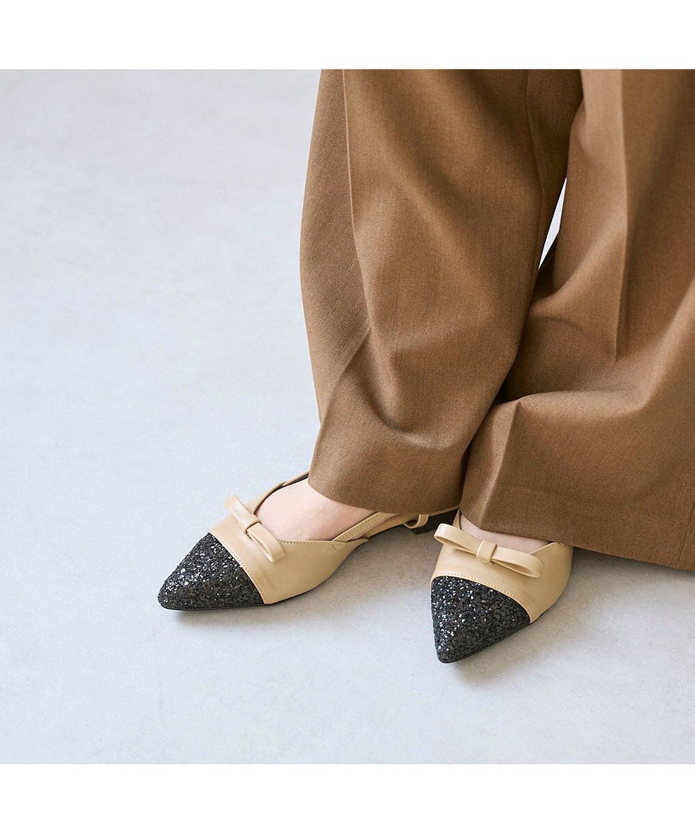 MODE ET JACOMO <carino>グリッターコンビフラットシューズ 
