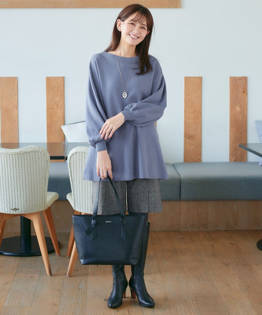 Tiaclasse L 【安田美沙子さん着用・洗える】ボリュームパフスリーブニットチュニック 