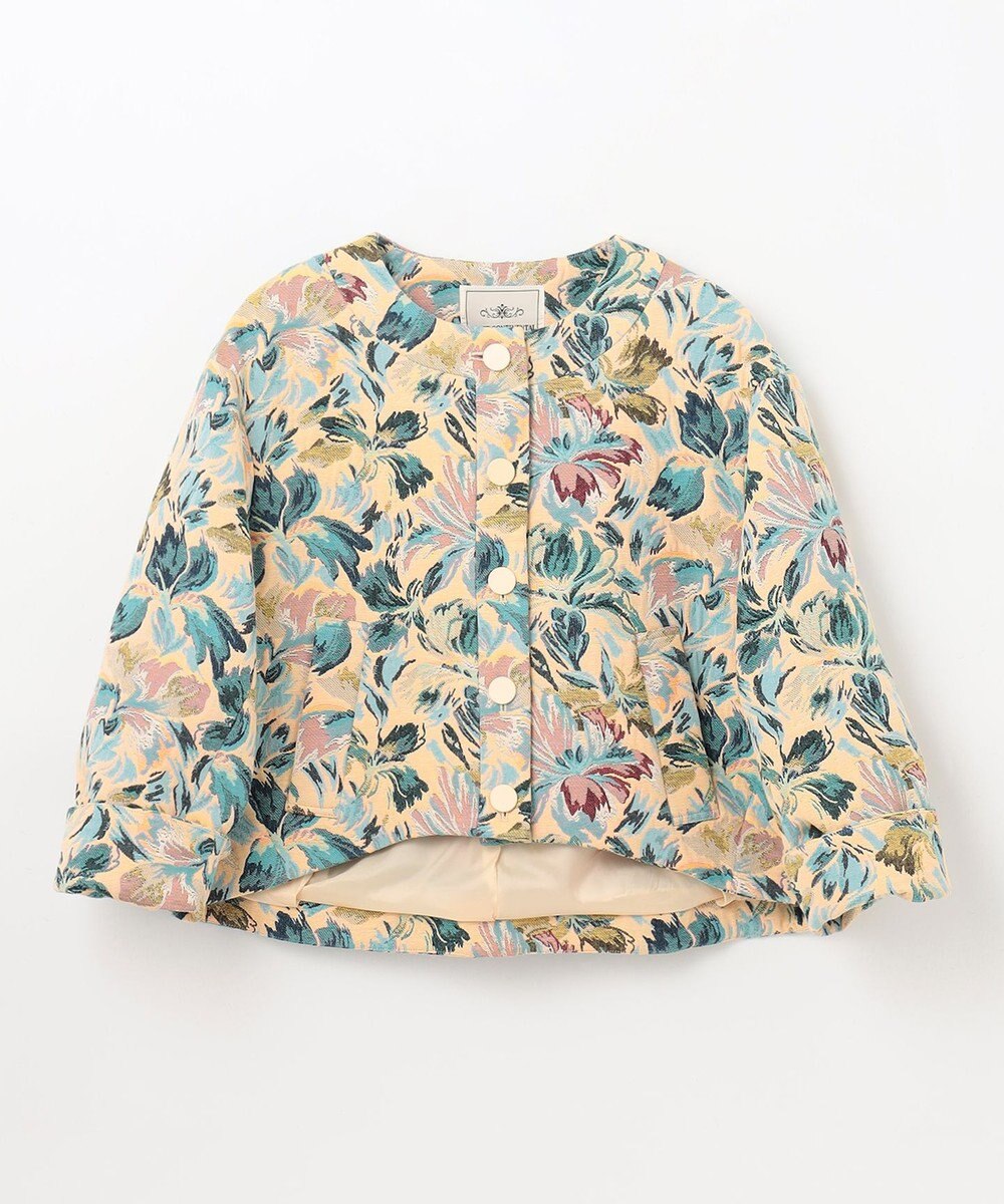 GRACE CONTINENTAL フラワージャガードノーカラージャケット 