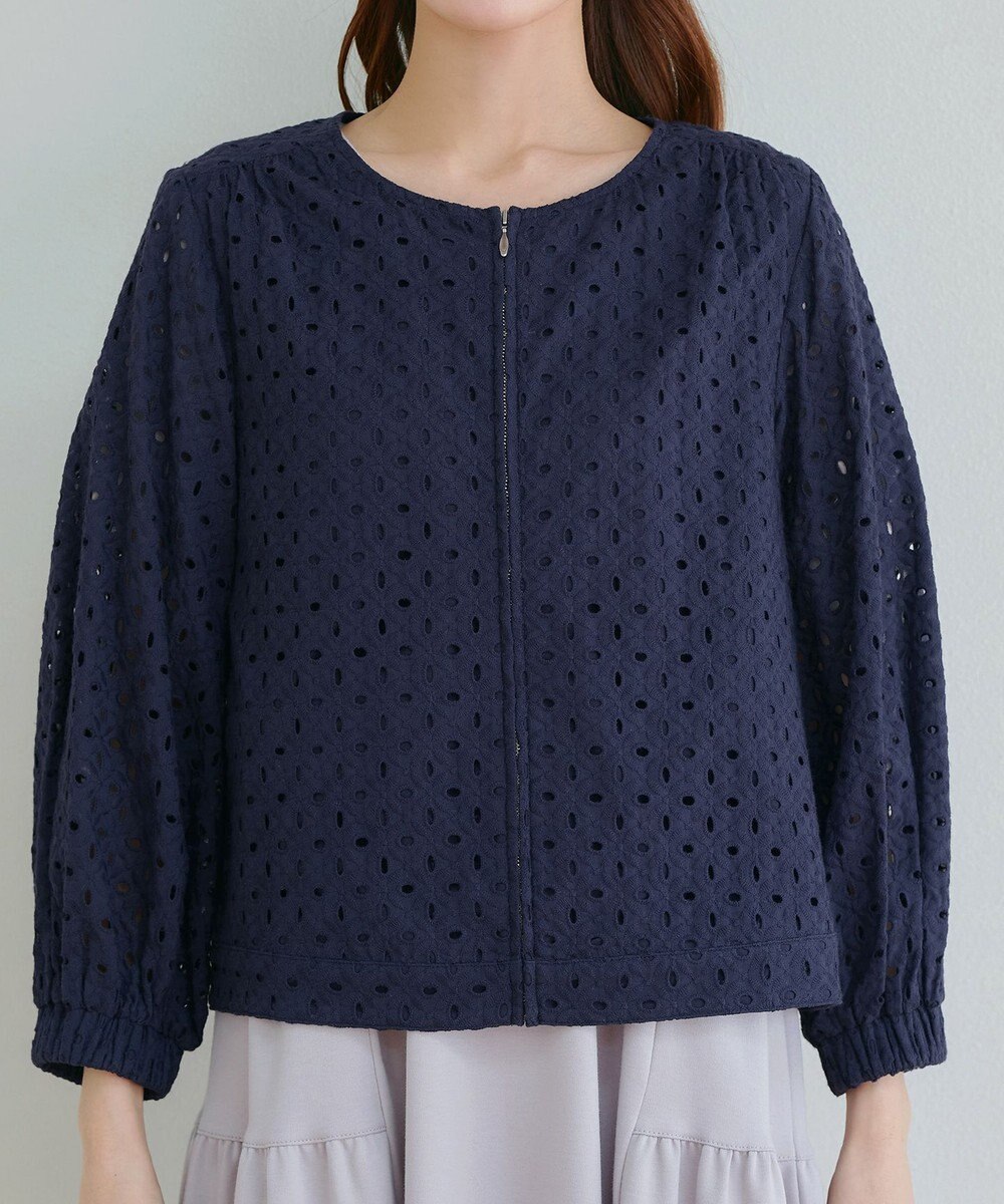 Tiaclasse L 【洗える】パンチングレースブルゾン 