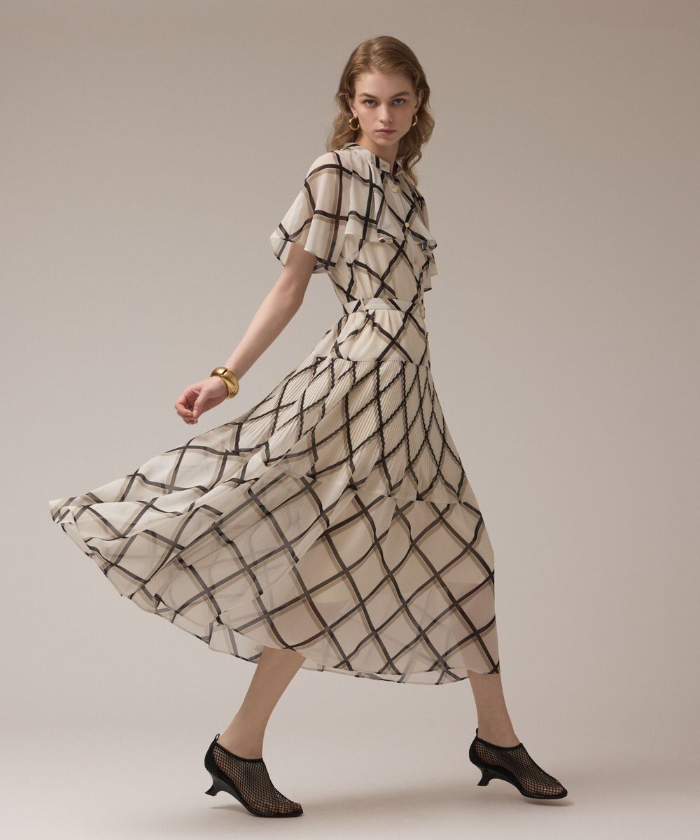 GRACE CONTINENTAL チェックプリントプリーツワンピース 