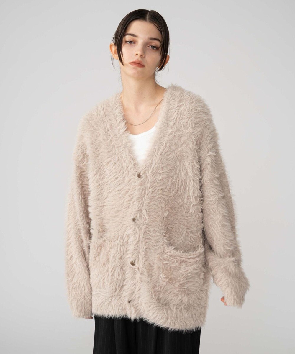 WEGO 【2025秋冬新作/ユニセックス着用ITEM/SMLサイズ展開】フェザーニットカーディガン 