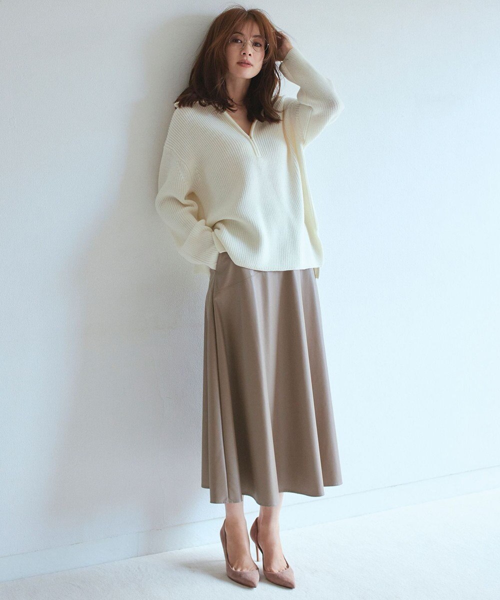 23区 L 【洗える】ウールコード ハーフジップ ニット 