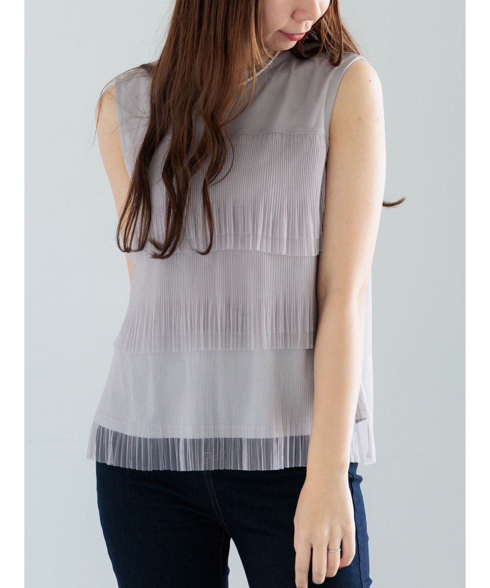 Te chichi ティアードチュールプリーツブラウス 