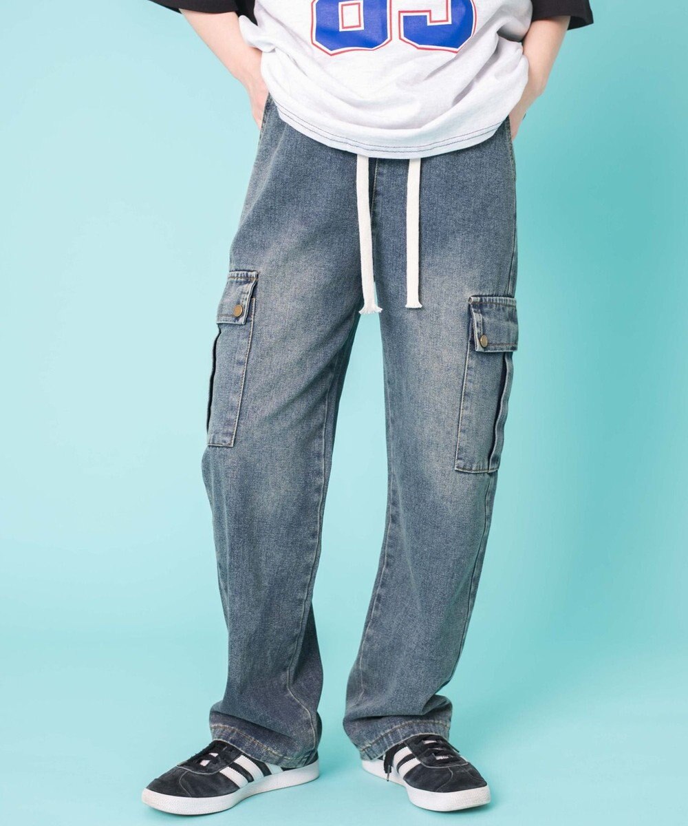 WEGO 【ウエストゴム】ドローコードウオッシュドカーゴデニム 