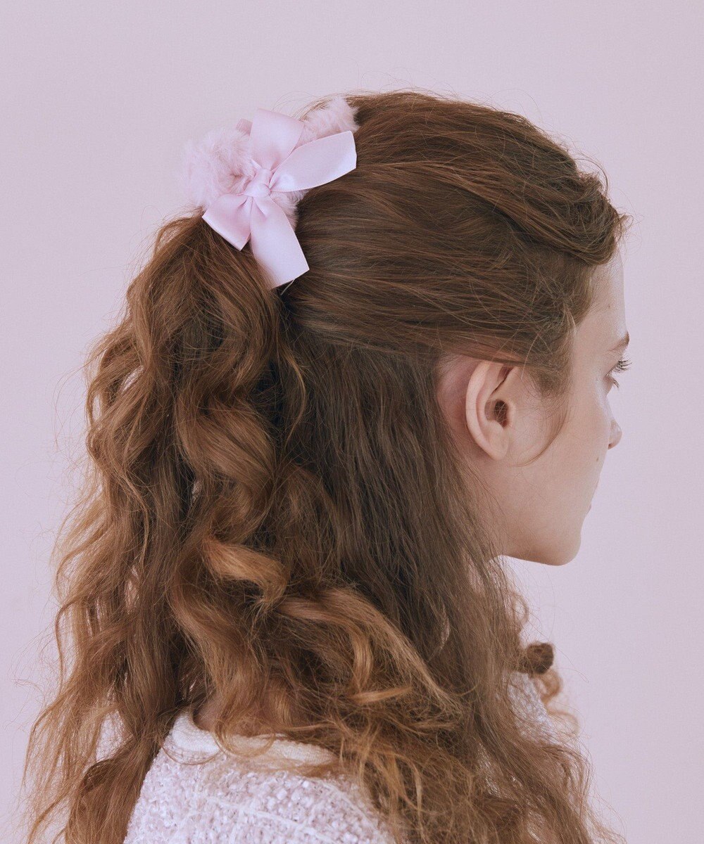 Maison de FLEUR ピンクマニアファーリボンバンスクリップ 