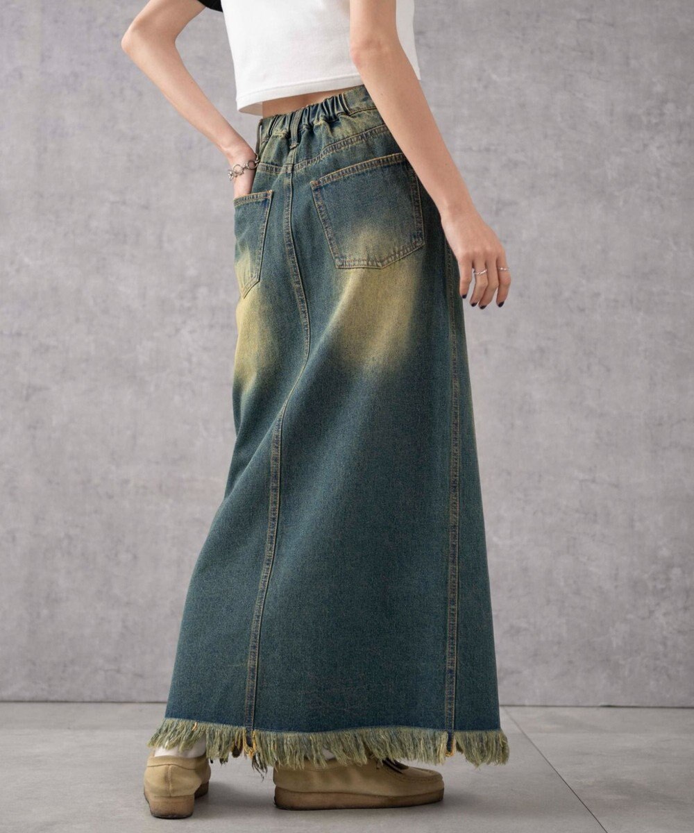 WEGO ヴィンテージウォッシュデニムロングスカート 