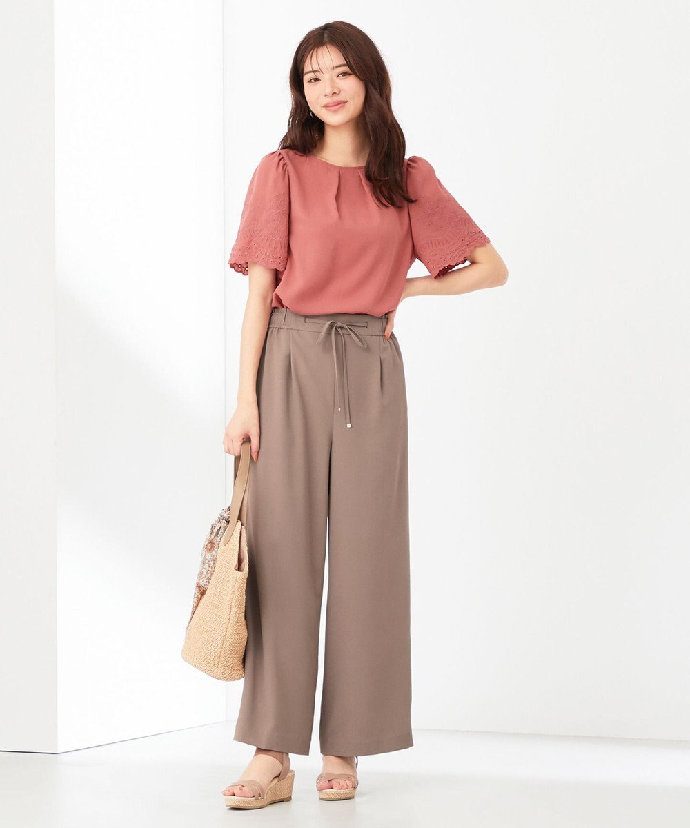 ANY SIS L 【洗える】エンブロイダリーフレアスリーブ ブラウス 