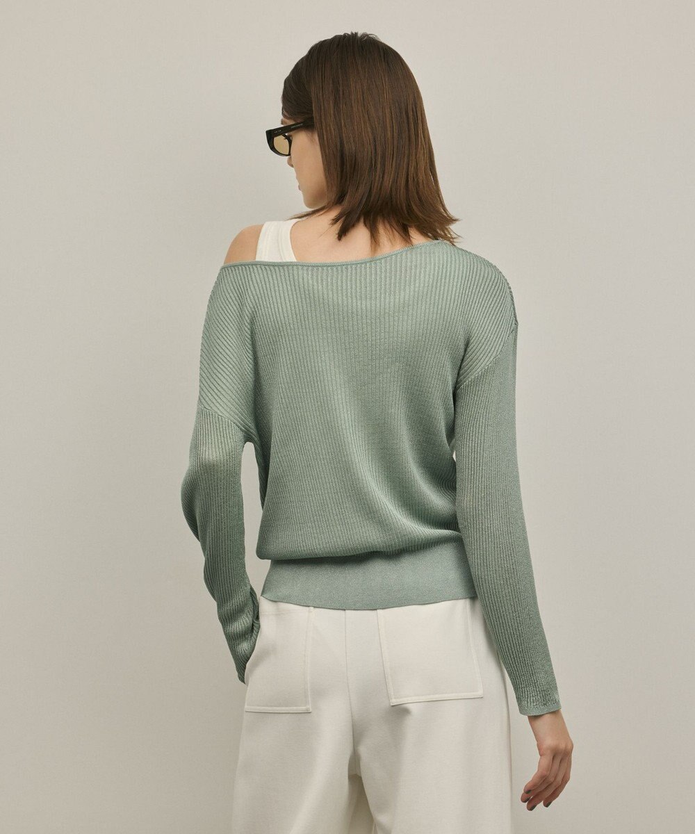 GRACE CONTINENTAL ラメリブクルーニットトップ 