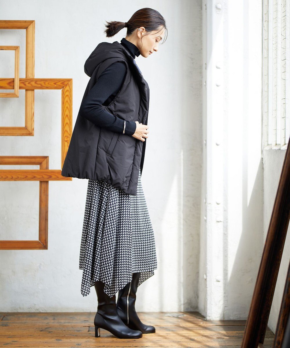 ICB 【洗える】 スモールパターンプリント  スカート 