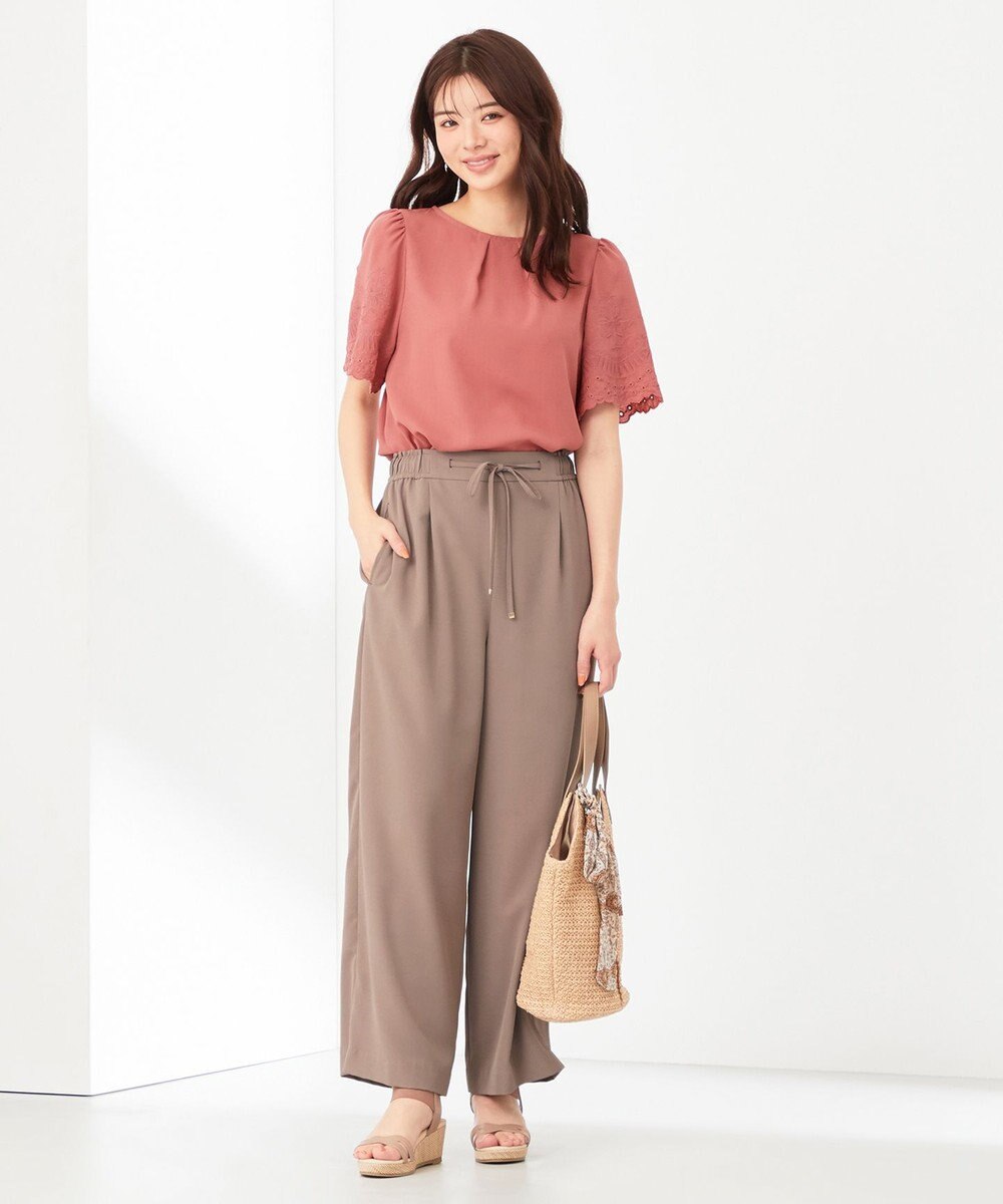 ANY SIS L 【洗える】エンブロイダリーフレアスリーブ ブラウス 