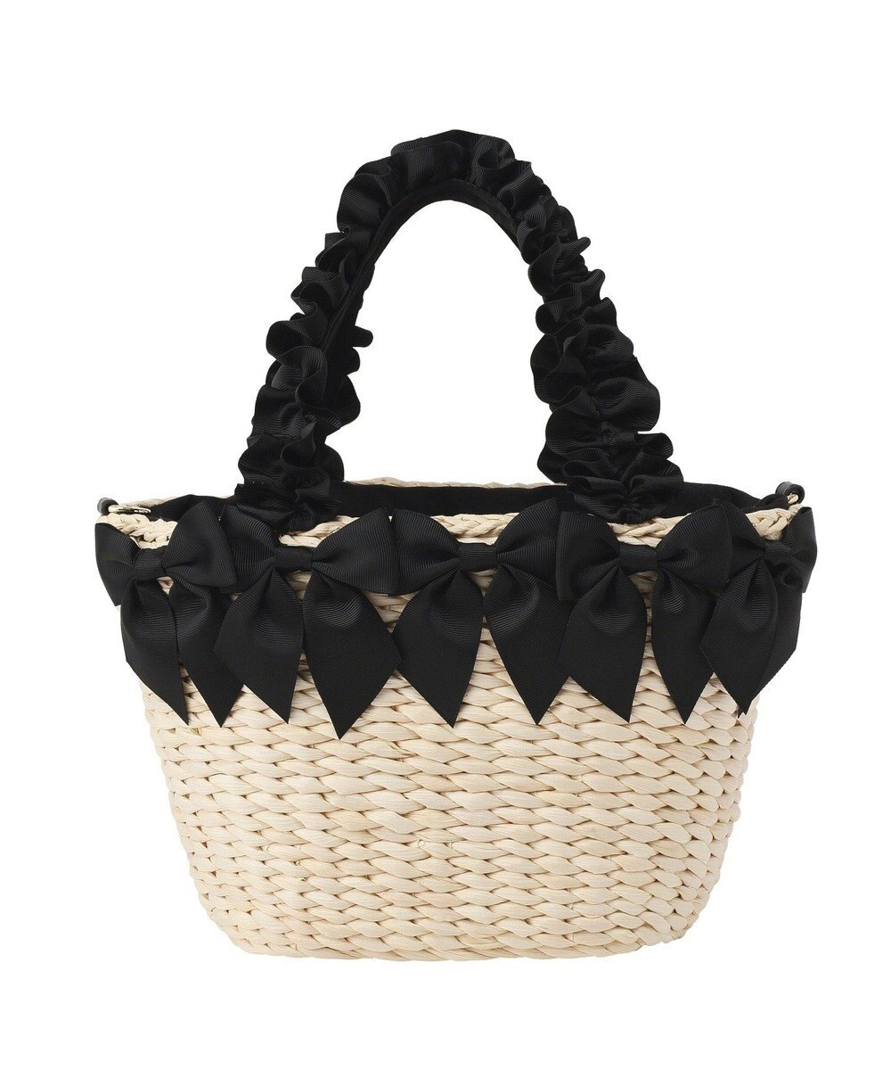 Maison de FLEUR 【2Way】フリルハンドルメイズリボン2Wayカゴバッグ 