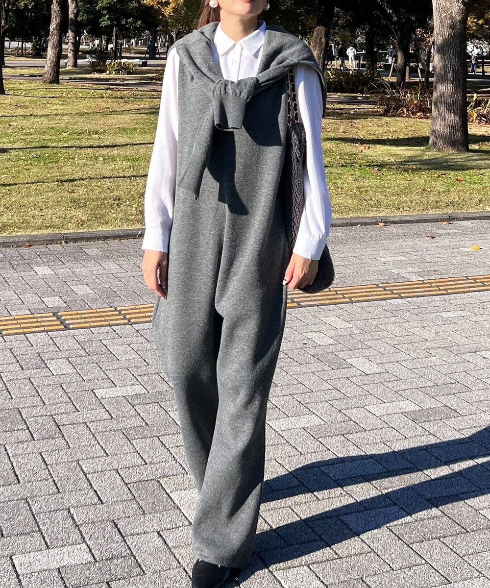 Green Parks ニットサロペット Gray Mixture