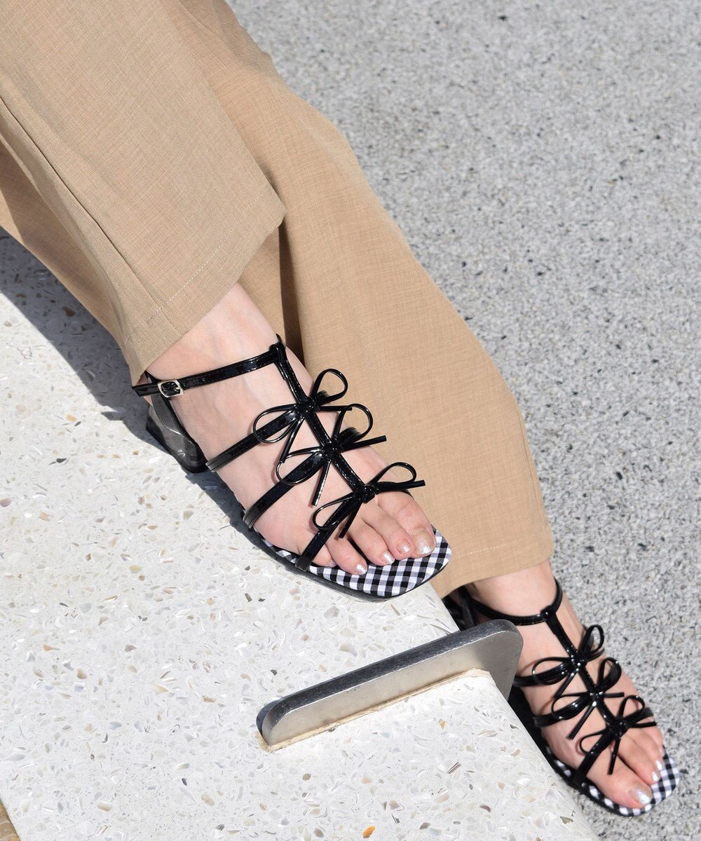 Bridget Birkin 【Bridget Birkin】ギンガムチェックリボンサンダル 