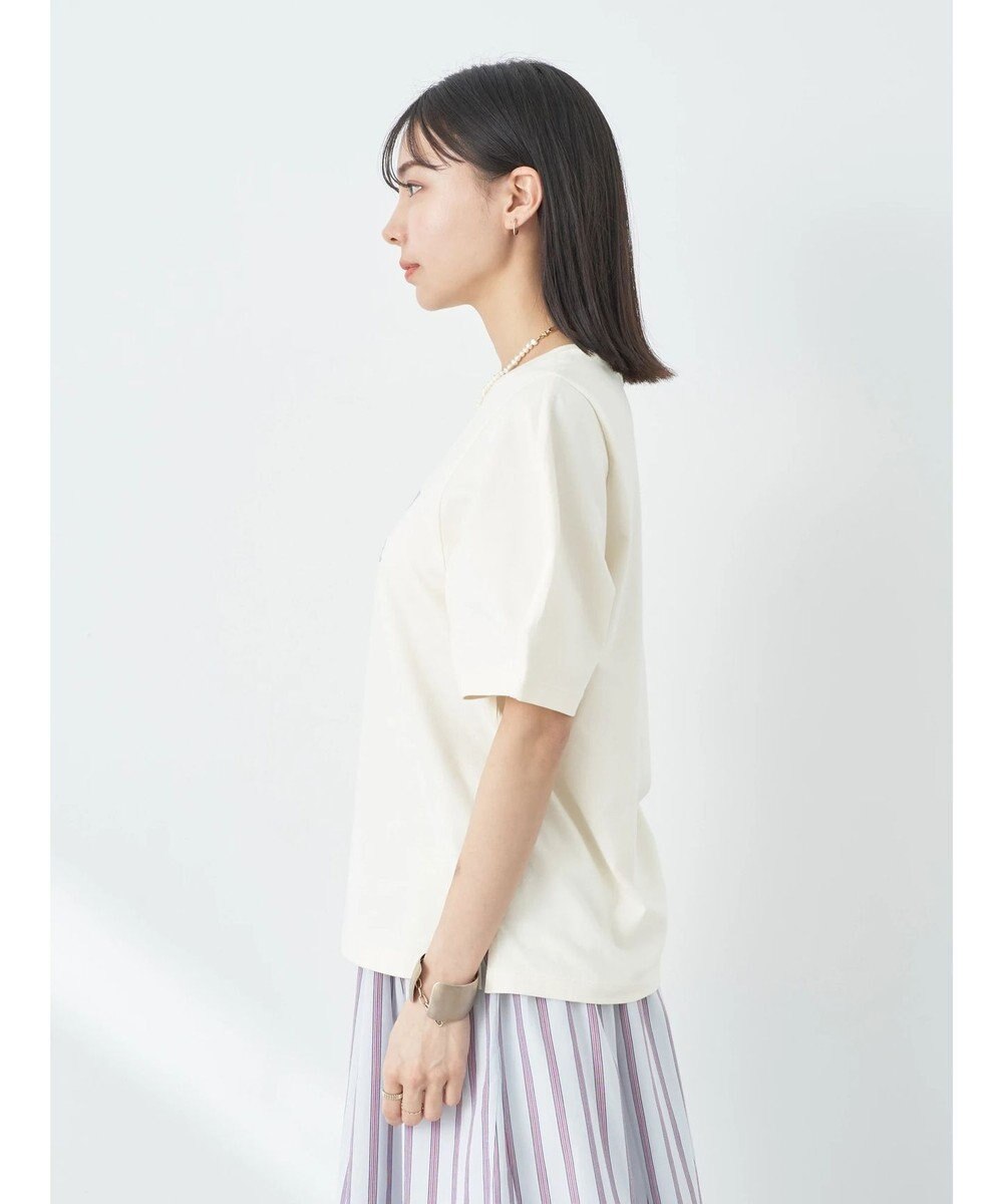 earth music&ecology フォルムスリーブ刺繍ロゴＴＥＥ 