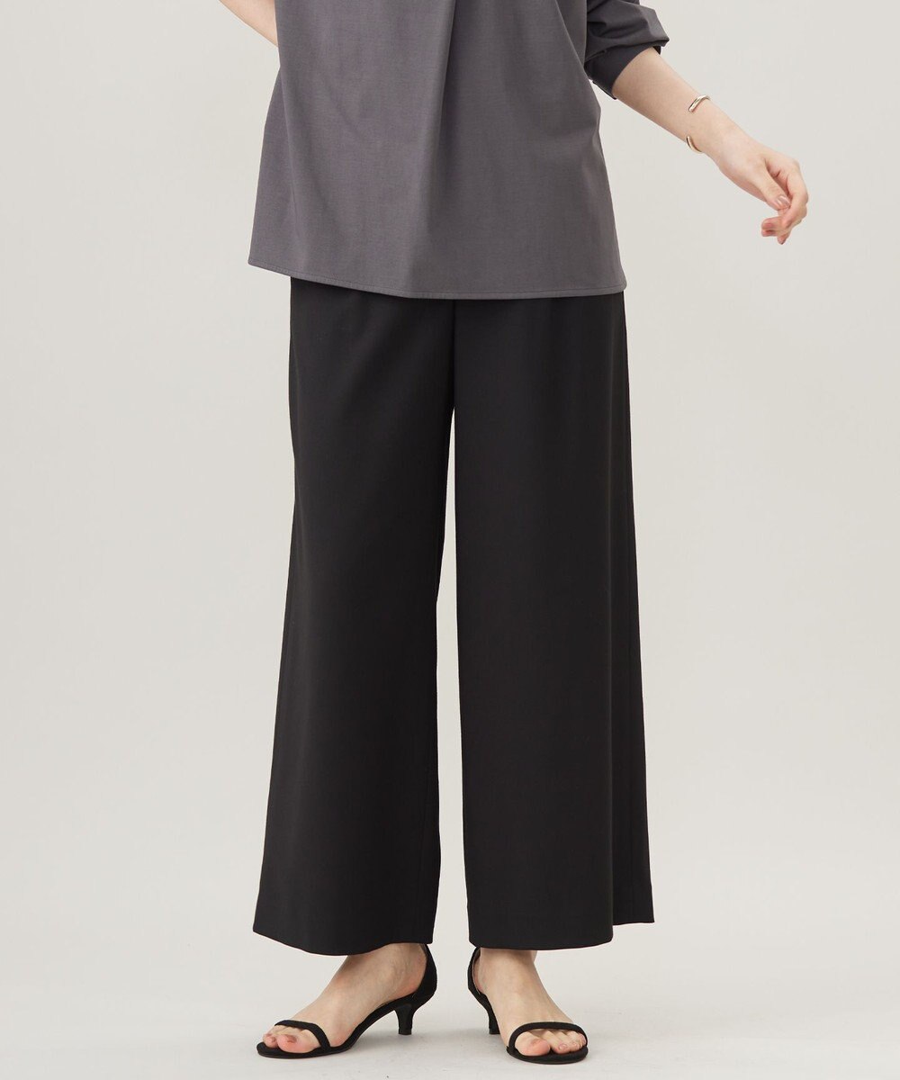 J.PRESS LADIES L 【洗える】T/Rウォッシャブルギャバ ワイド パンツ 