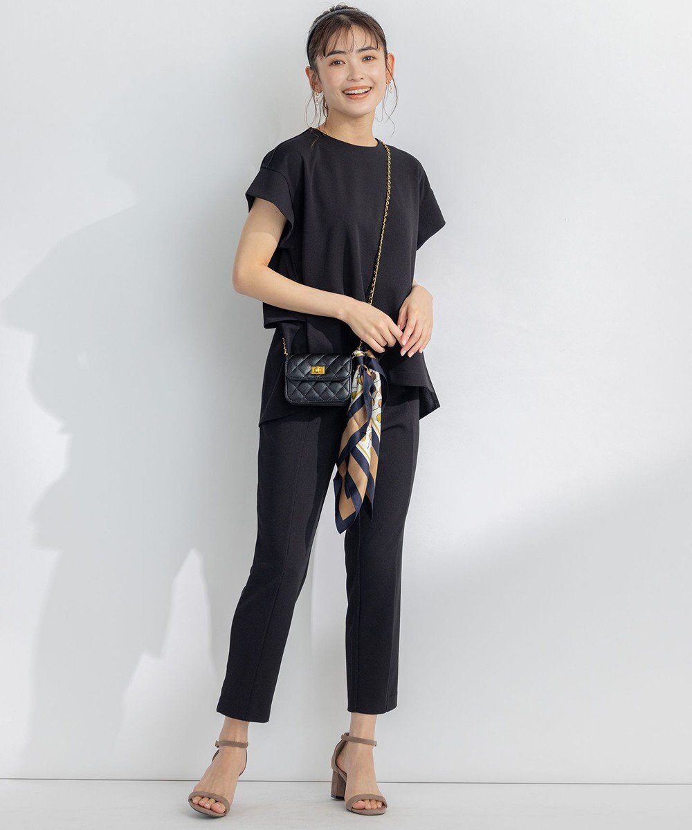 組曲 S 【吸湿・冷感・UVケア】ジョーゼットジャージーバックフリル Tブラウス 