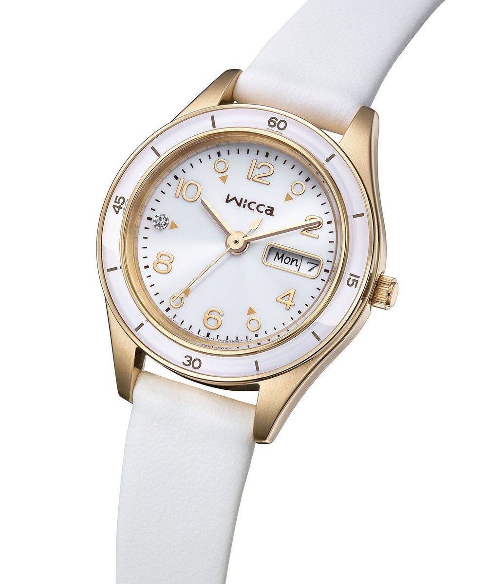 CITIZEN 【電池交換不要 ソーラーテックウオッチ】wicca「ACTIVE LINE」KH3-762-10 ウォームゴールド ホワイト 