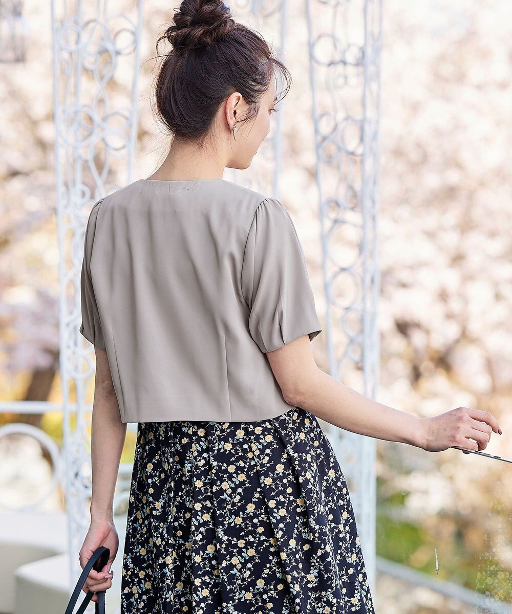 Tiaclasse 【洗える】大人上品なタックパフスリーブボレロ 