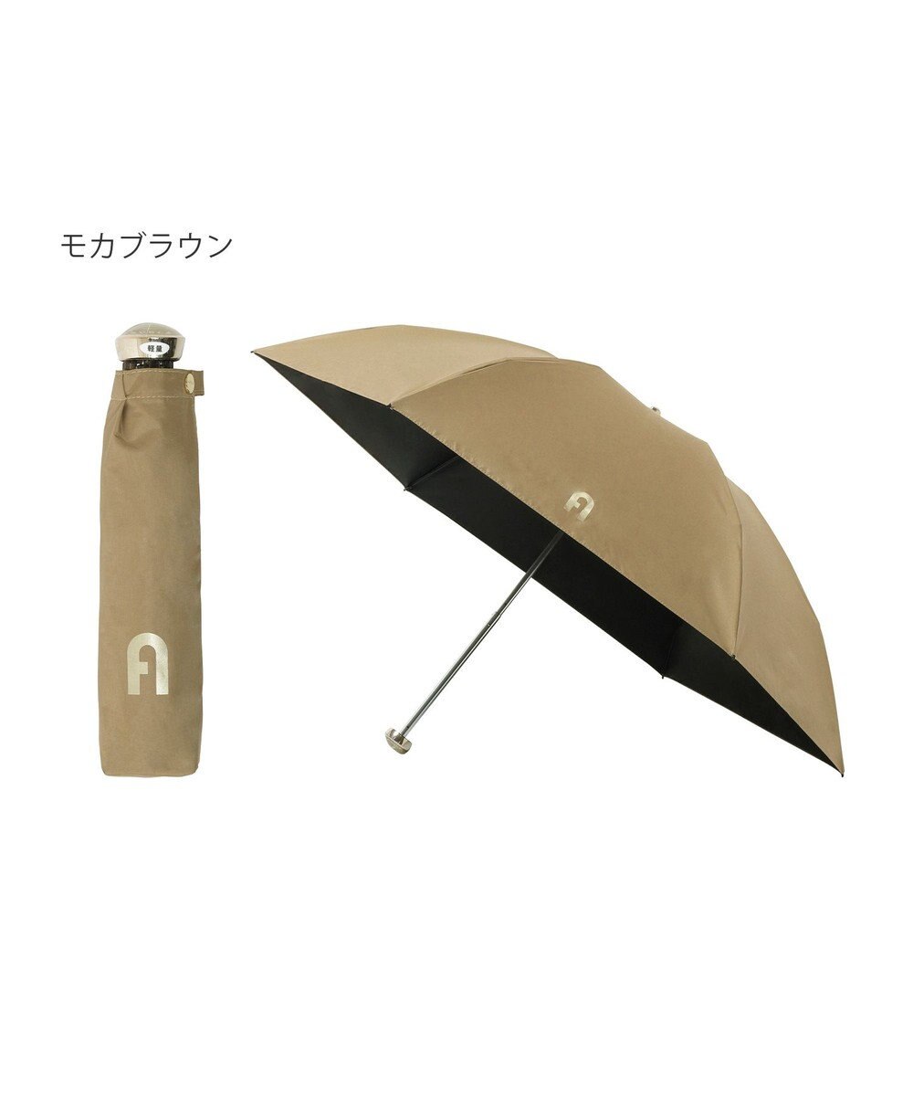 MOONBAT FURLA(フルラ) 晴雨兼用日傘 折りたたみ傘 フワクール生地使用 軽量 無地×アーチロゴ 