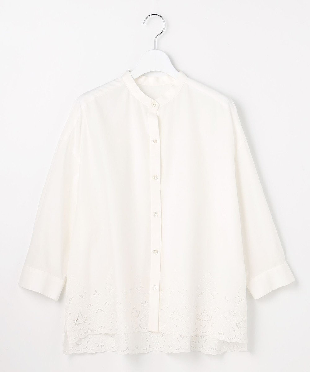 自由区 L エンブロイダリーブロードバンドカラー ブラウス 