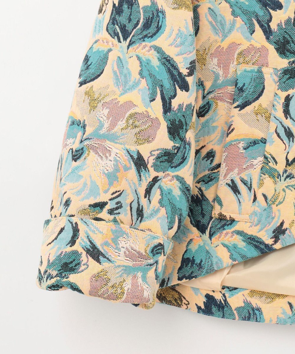 GRACE CONTINENTAL フラワージャガードノーカラージャケット 