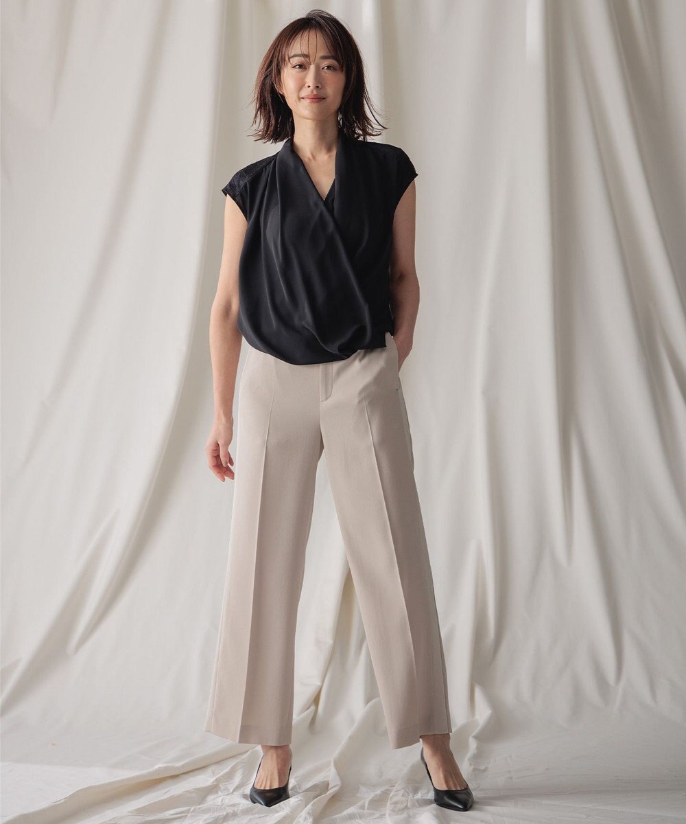 BEIGE， OLIVE / カシュクールフレンチスリーブブラウス 