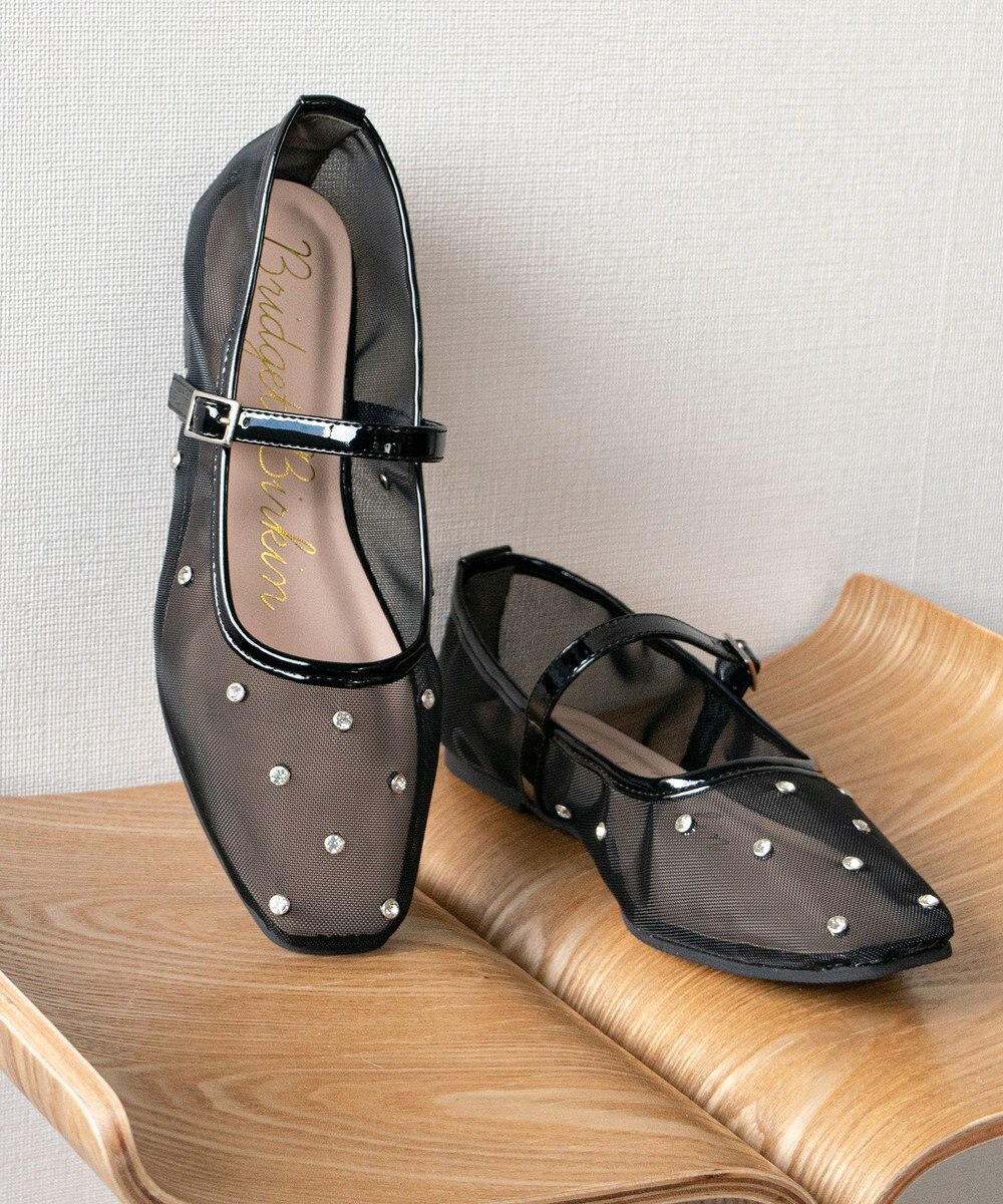 Bridget Birkin 【Bridget Birkin】ドットビジューチュールフラットシューズ 