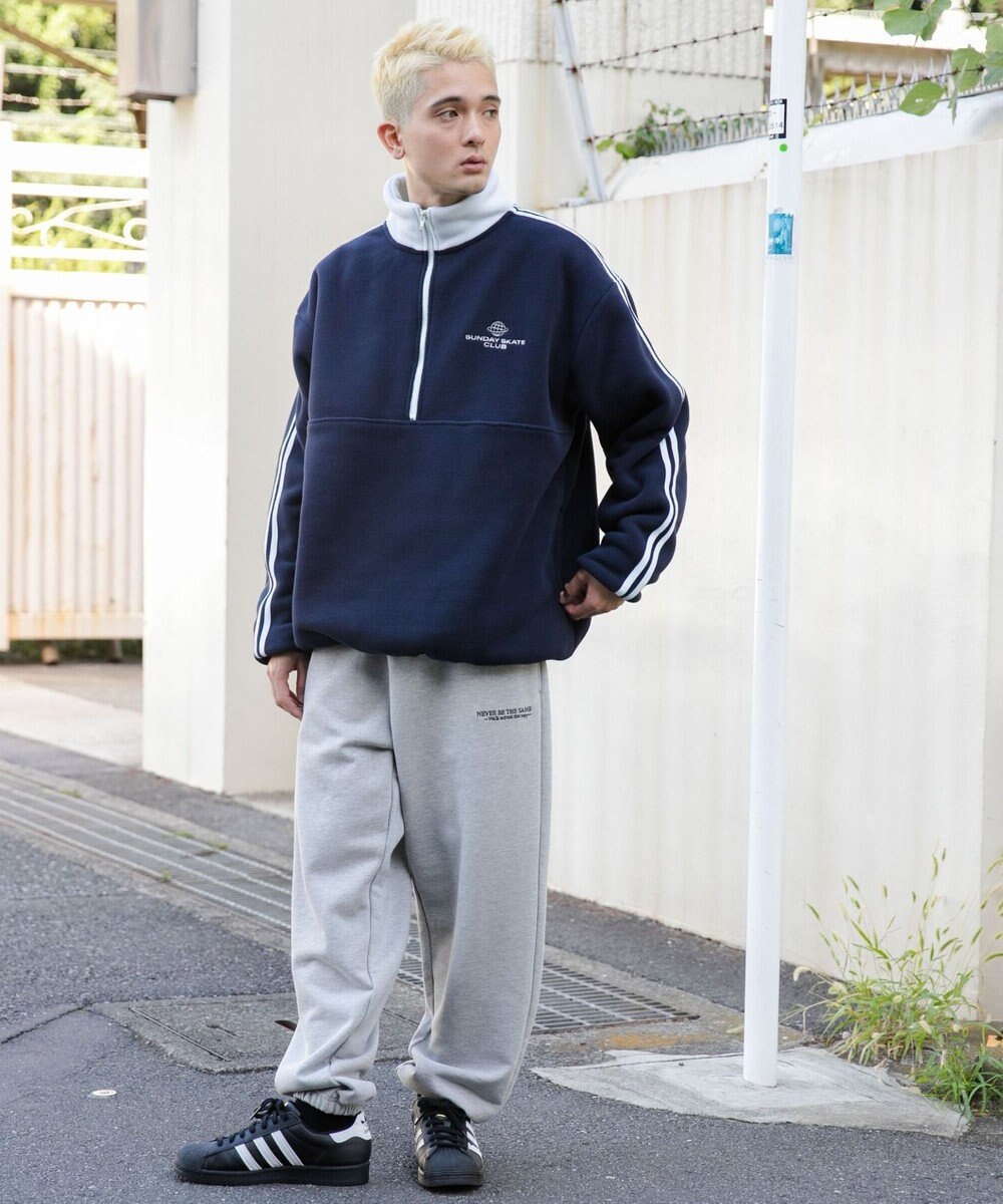 WEGO フリース ワンポイントハーフZIPプルオーバー 