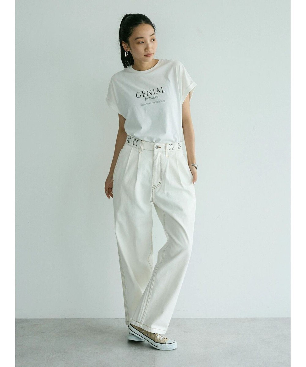 CRAFT STANDARD BOUTIQUE 【ユニセックス】ホワイトデニム2タックワイドテーパードパンツ 