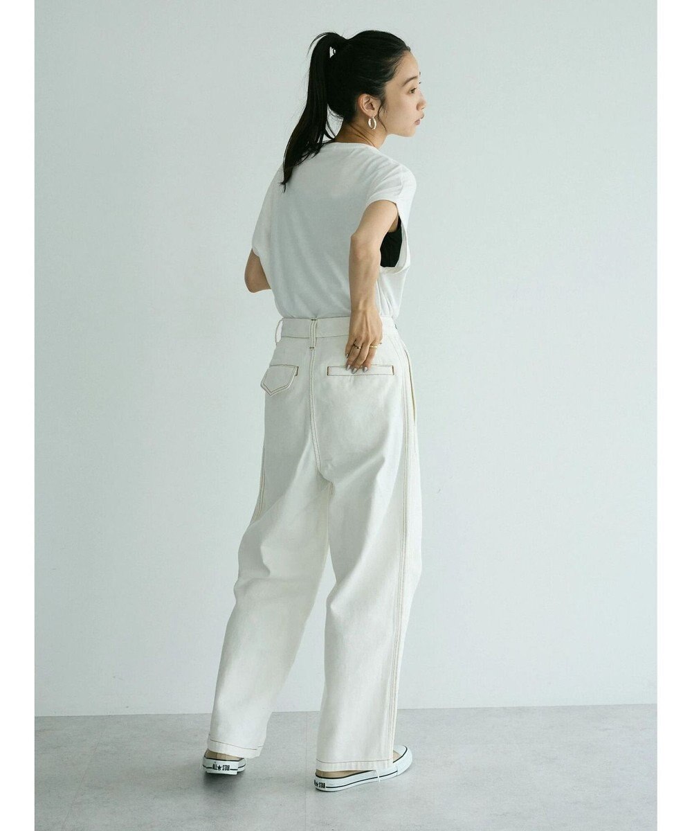 CRAFT STANDARD BOUTIQUE 【ユニセックス】ホワイトデニム2タックワイドテーパードパンツ 