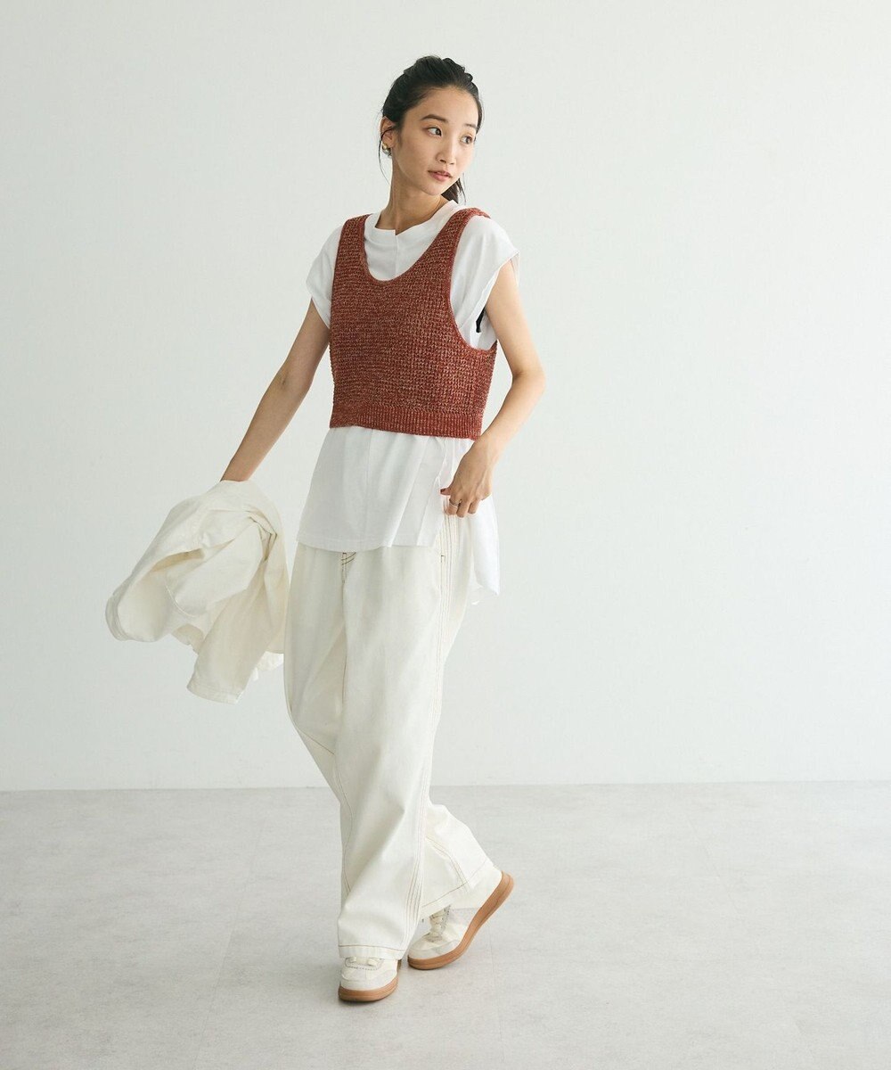 CRAFT STANDARD BOUTIQUE 【ユニセックス】ホワイトデニム2タックワイドテーパードパンツ 