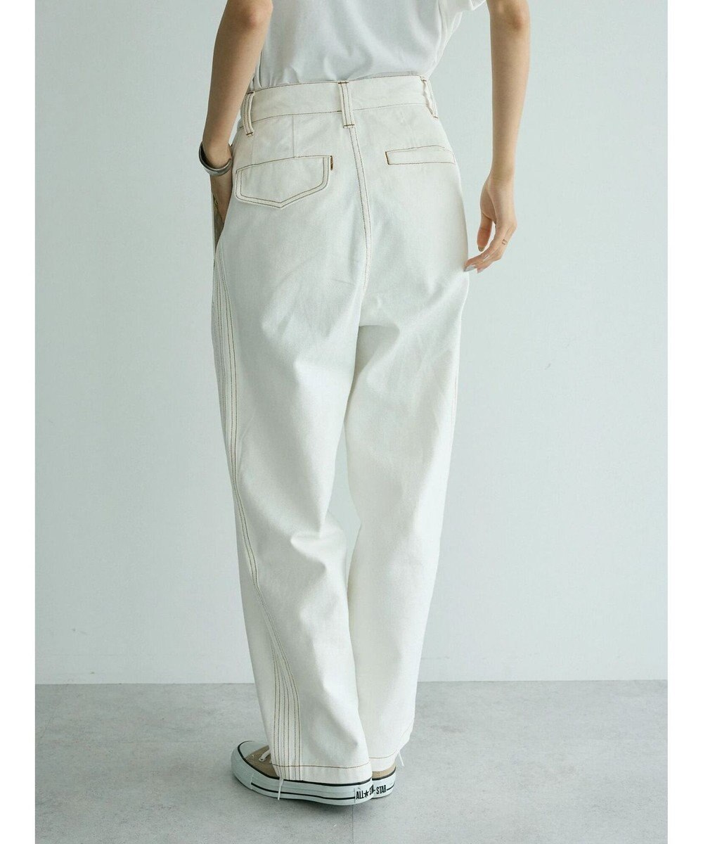 CRAFT STANDARD BOUTIQUE 【ユニセックス】ホワイトデニム2タックワイドテーパードパンツ 