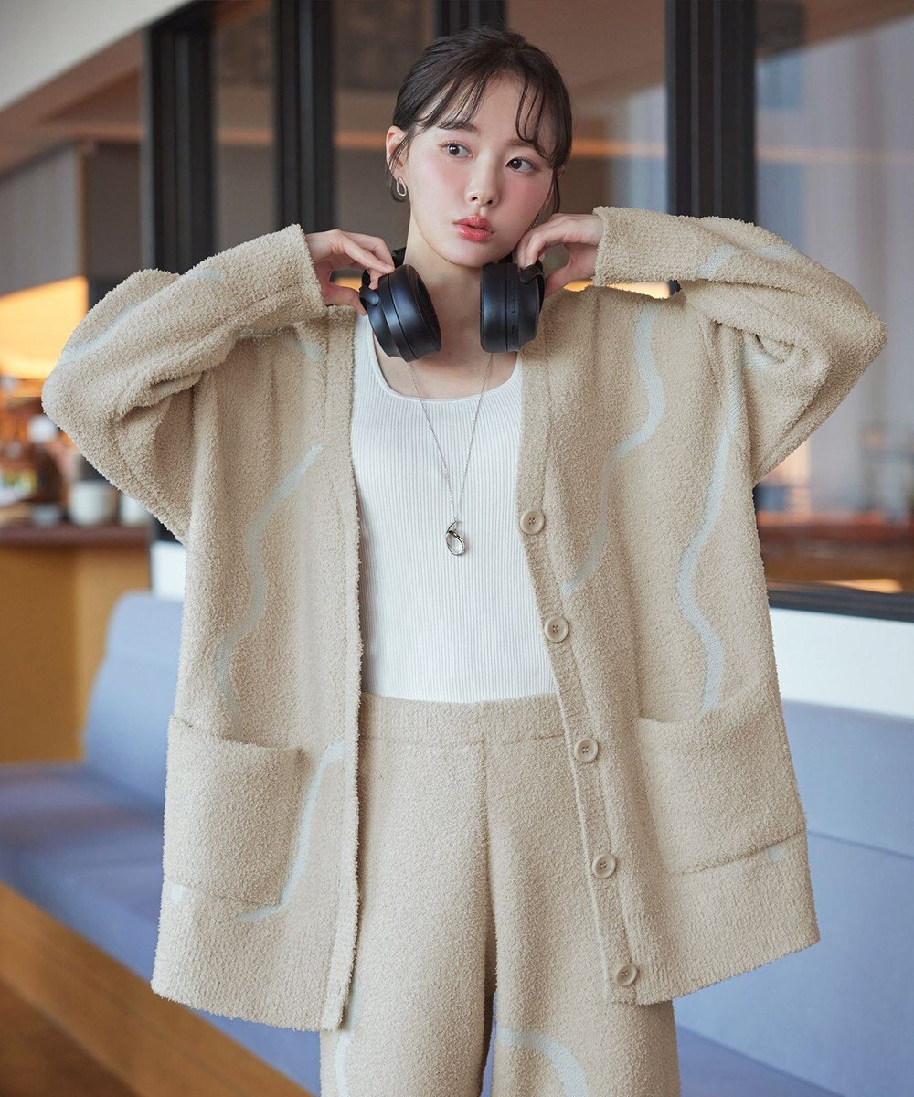 Tiaclasse ふわもちニュアンス配色ニットカーディガン 