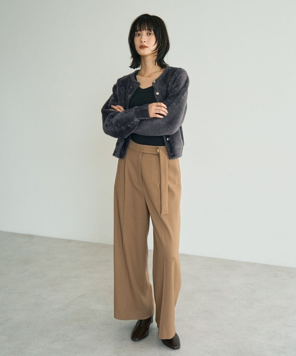 YECCA VECCA 金釦アクセントベルトワイドパンツ 