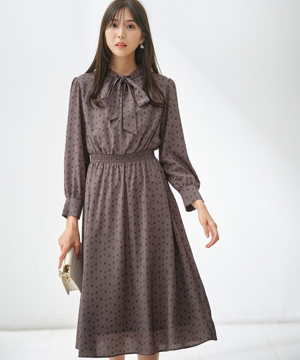 ANY SIS 【洗える】2WAYボウプリント ワンピース 