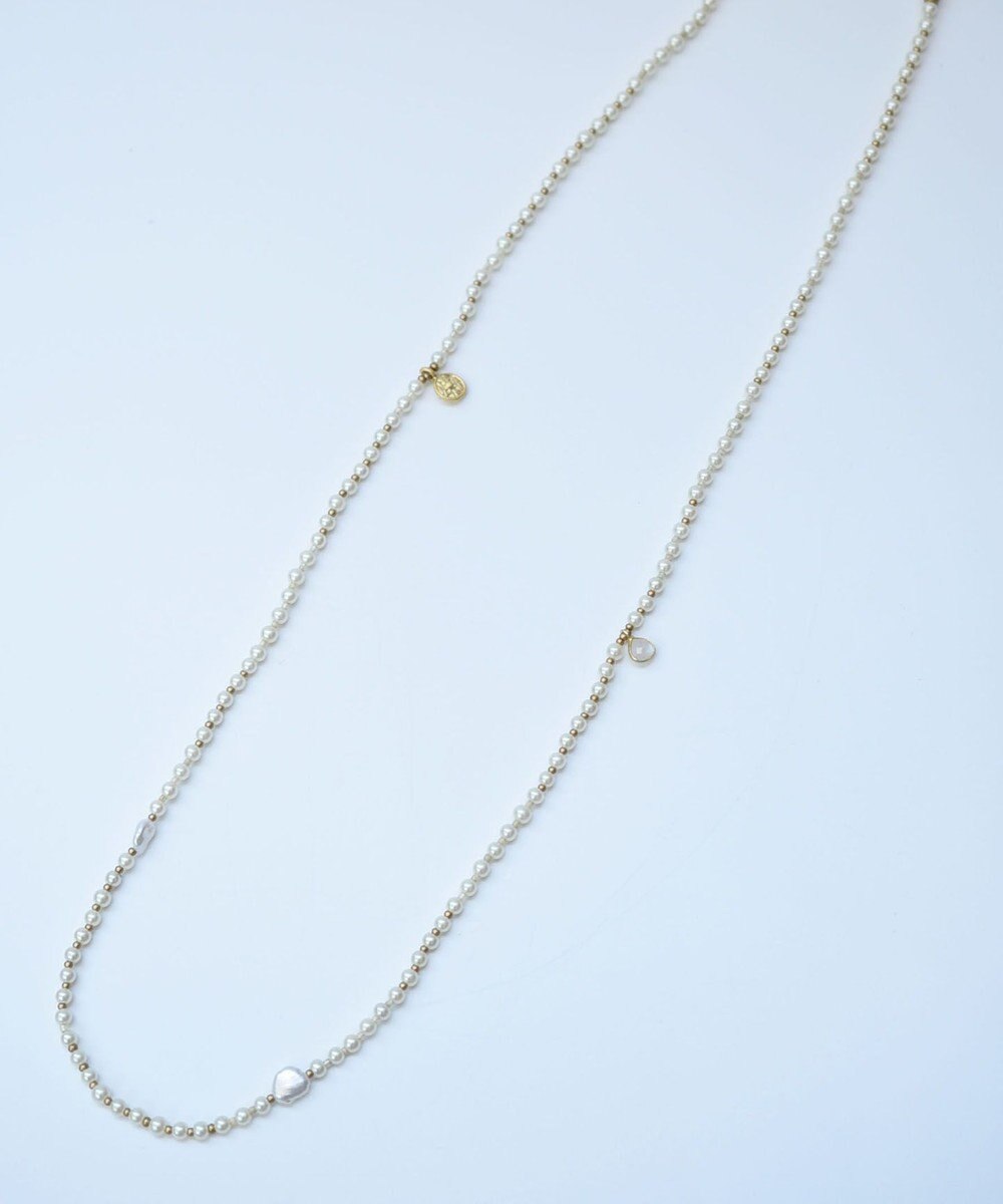 monshiro 【2WAY】ムーンストーンチャーム×ガラスパールロング ネックレス 