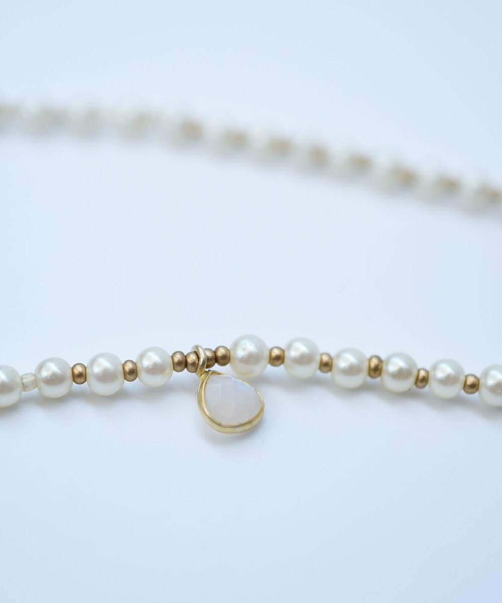monshiro 【2WAY】ムーンストーンチャーム×ガラスパールロング ネックレス 