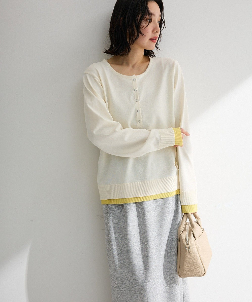 Green Parks ヘンリーネックレイヤードニットプルオーバー 