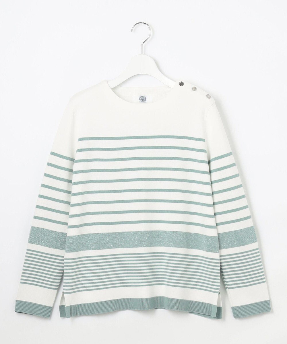 J.PRESS LADIES L 【洗える】Cotton Acetate パネルボーダー プルオーバー ニット 