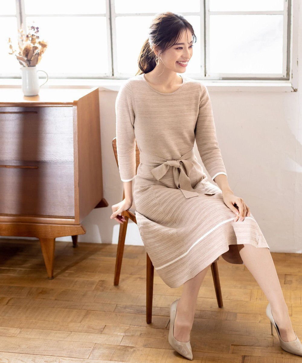 Tiaclasse L 【洗える】リップル編みニットワンピース 