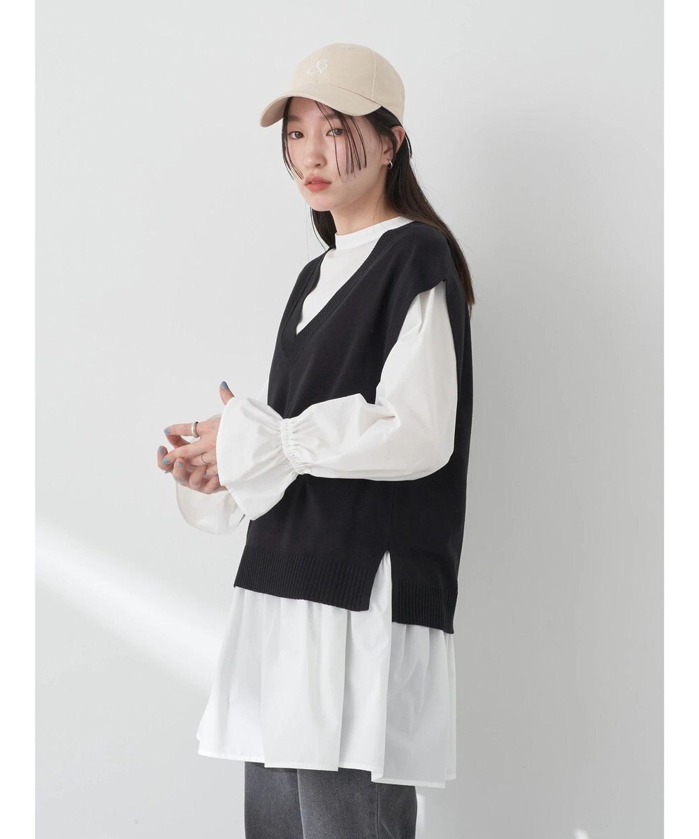 earth music&ecology ＳＥＴ２点Ｖネックベスト＋スタンドカラーチュニック 