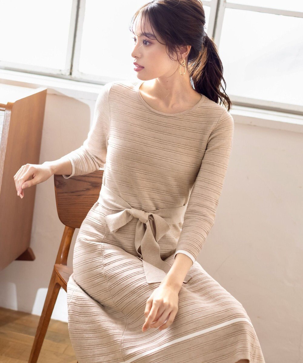 Tiaclasse L 【洗える】リップル編みニットワンピース 