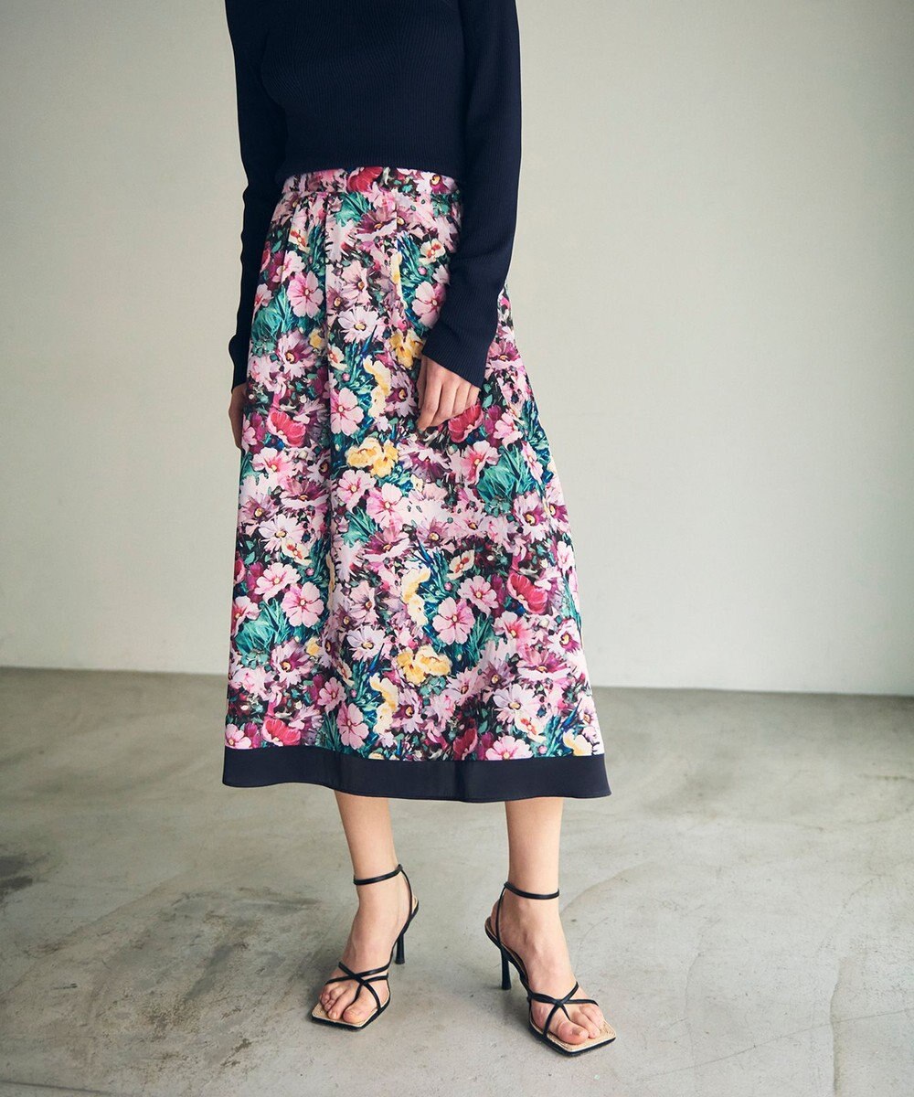 GRACE CONTINENTAL グラデフラワープリントスカート 